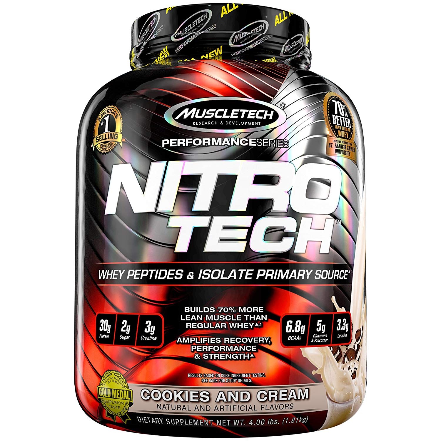 【中亚prime会员】muscletech 肌肉科技 正氮乳清蛋白质粉 曲奇奶油味