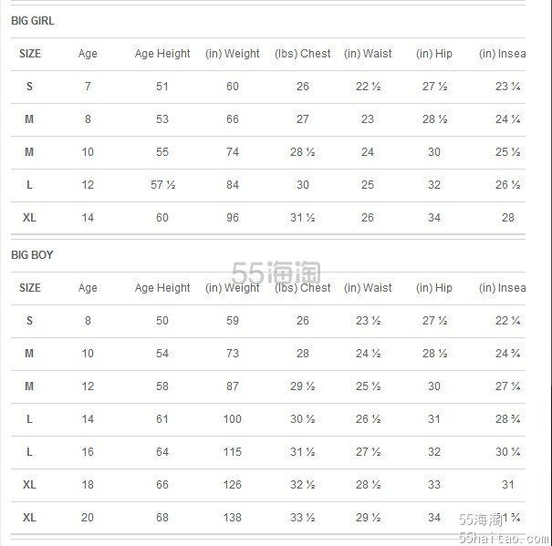 puma 彪马 尺码表对照明细图
