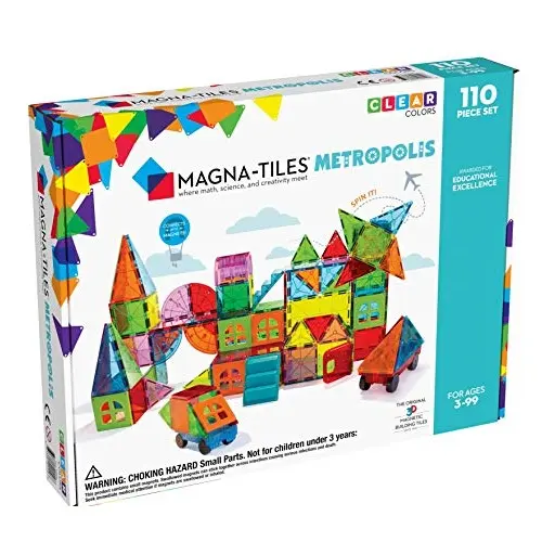 史低价·！Magna-Tiles半透明彩色磁性 搭建玩具，110件套