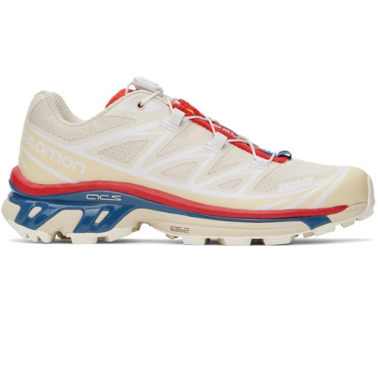 SALOMON 米色 & 红色 XT-6 运动鞋