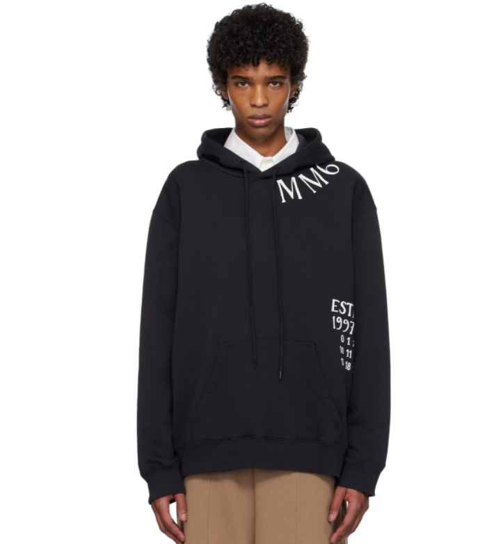 MM6 MAISON MARGIELA 黑色印花连帽衫
