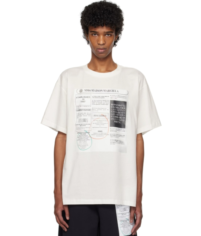 MM6 MAISON MARGIELA 白色 Newspaper Print T 恤