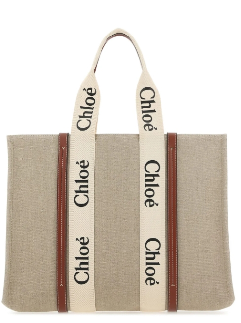 Chloé 双色帆布大号 Woody 购物袋