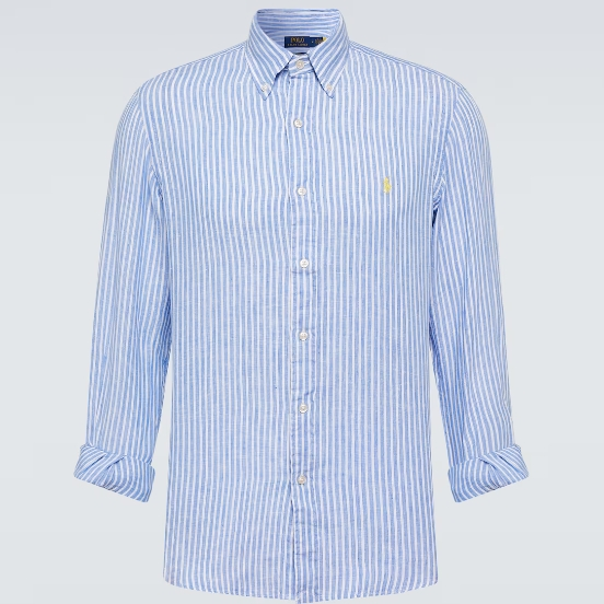 POLO RALPH LAUREN 拉夫劳伦蓝色条纹徽标衬衫