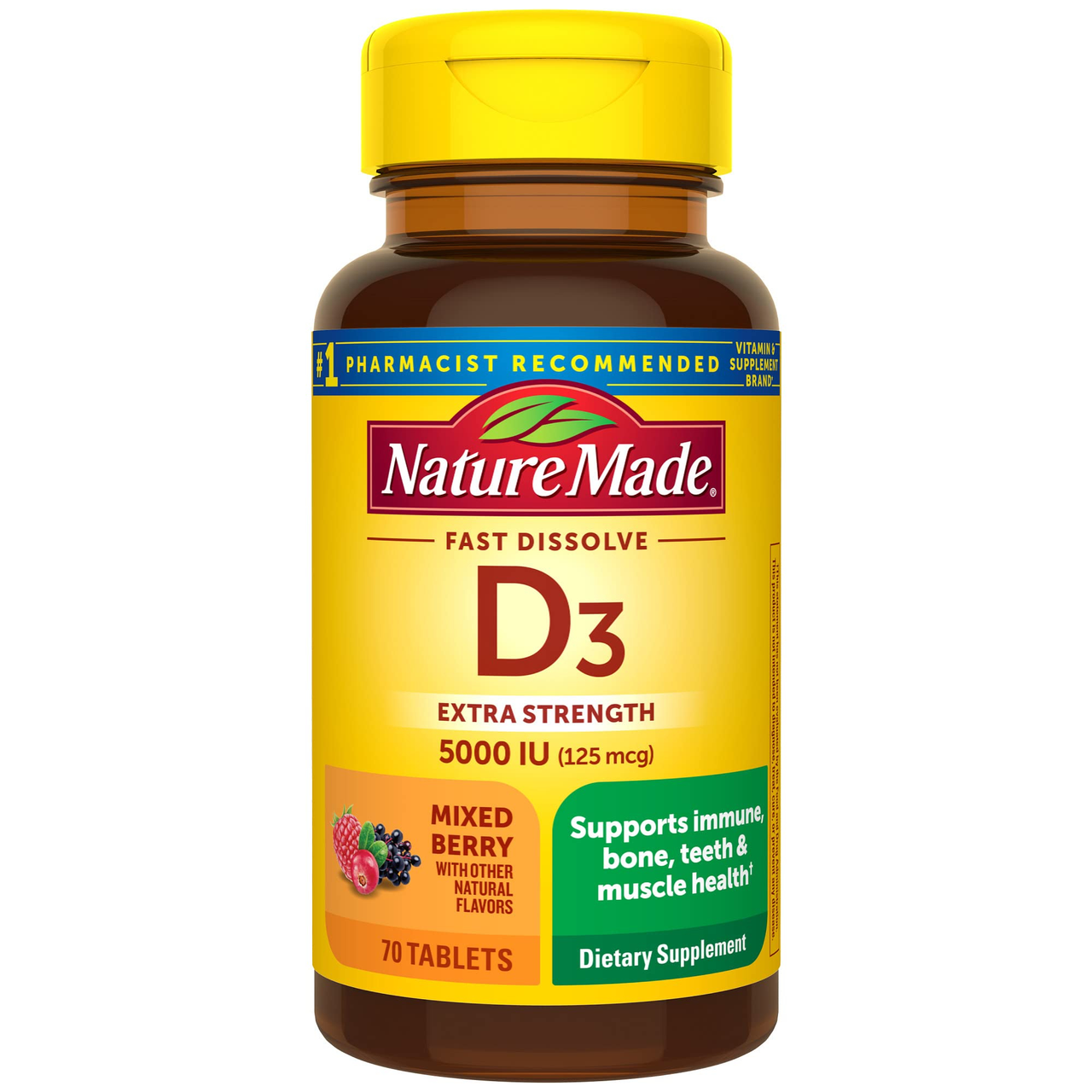 Nature Made 维生素D 70粒 片剂 混合浆果味 适合成人使用