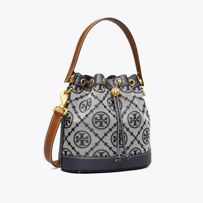 Tory burch T-monogram 绝版老花中号水桶包