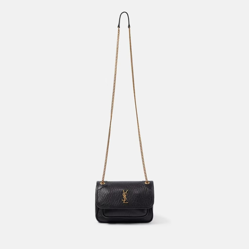 SAINT LAURENT 圣罗兰 Niki 迷你黑色粒面皮革单肩包