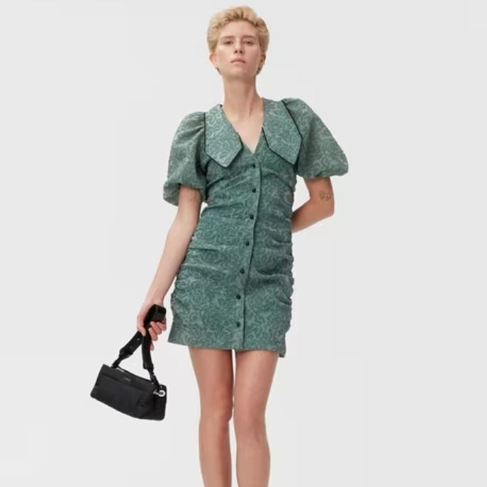 THE OUTNET 美站：GANNI 法式美衣  鞠婧祎同款泡泡袖白衬衫$62