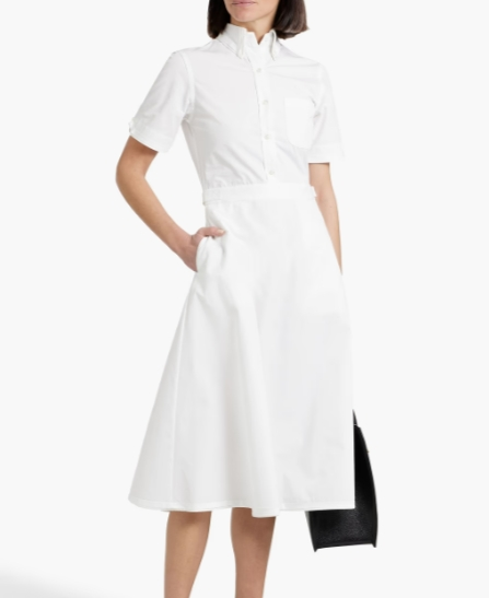 THOM BROWNE 棉府绸中长衬衫裙