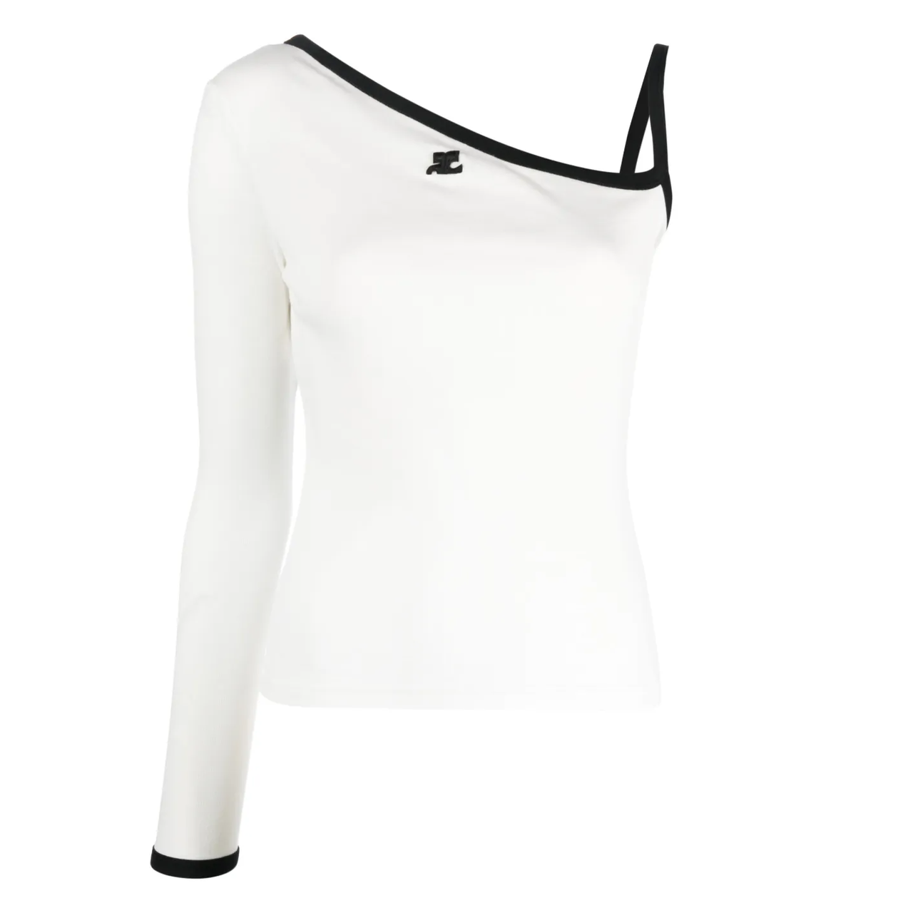 宁宁同款！Courreges logo刺绣单肩上衣