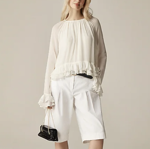 Chloe 平替！J.CREW 荷叶边上衣