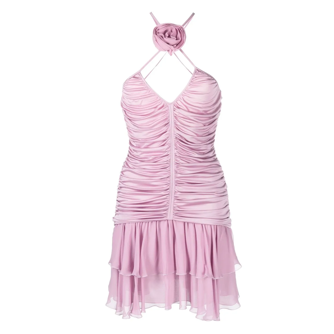 娜扎同款 Blumarine 玫瑰贴花百褶迷你连衣裙