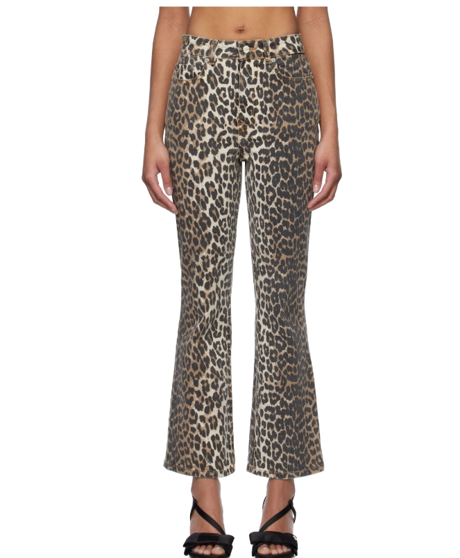 田小娟同款！Ganni  豹纹微喇裤