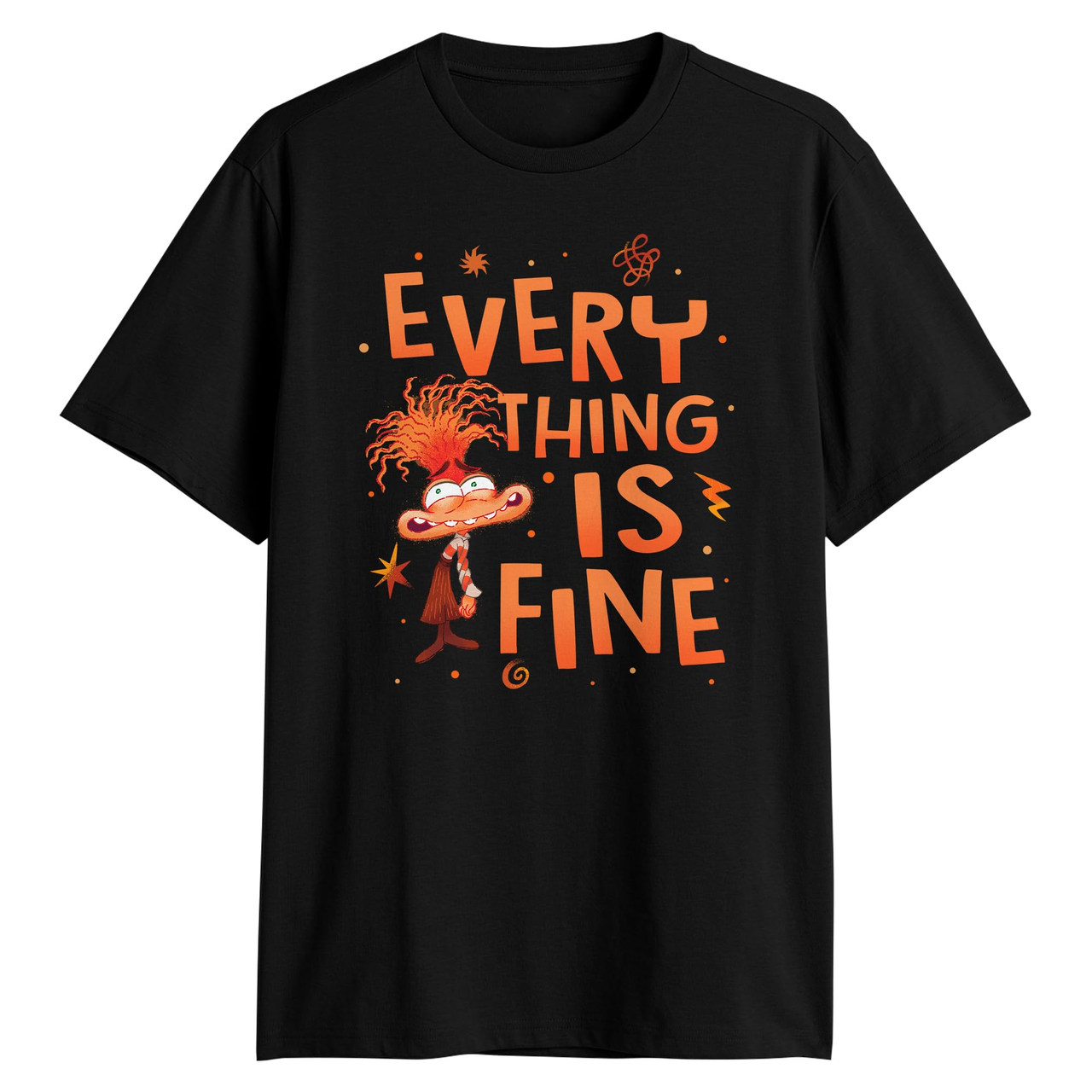 【含税直邮】Disney Pixar Inside Out 2 This is Fine Anxiety 成人 T 恤, 黑色