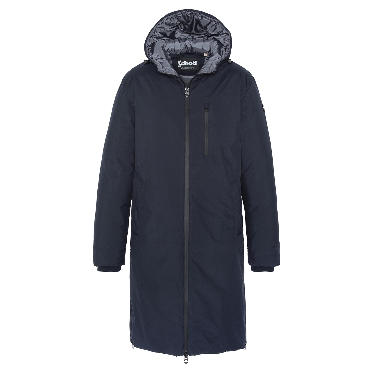 【含税直邮】Schott NYC 男女同款 Fargo 长拉链羽绒夹克,海蓝色,L