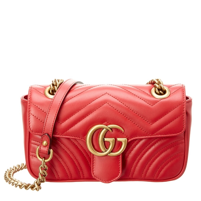Gucci GG Marmont 小号 Matelasse 皮革单肩包