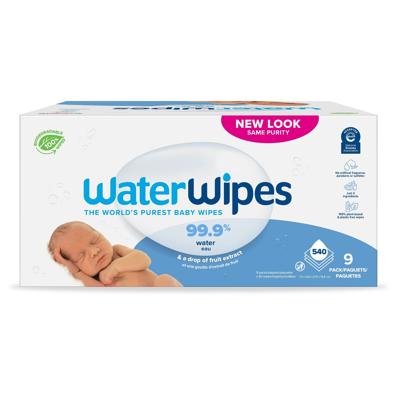 【含税直邮】WaterWipes 无香味婴儿湿巾，适合敏感和新生儿皮 9包