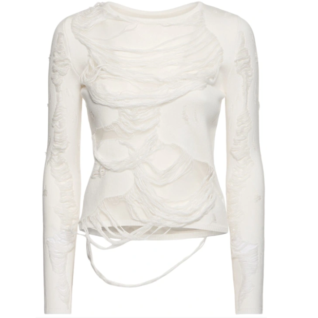 MM6 Maison Margiela 破洞混棉上衣
