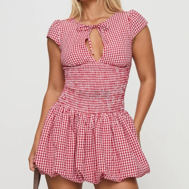 PRINCESS POLLY LADYBUG GINGHAM 红色格纹连衣裙