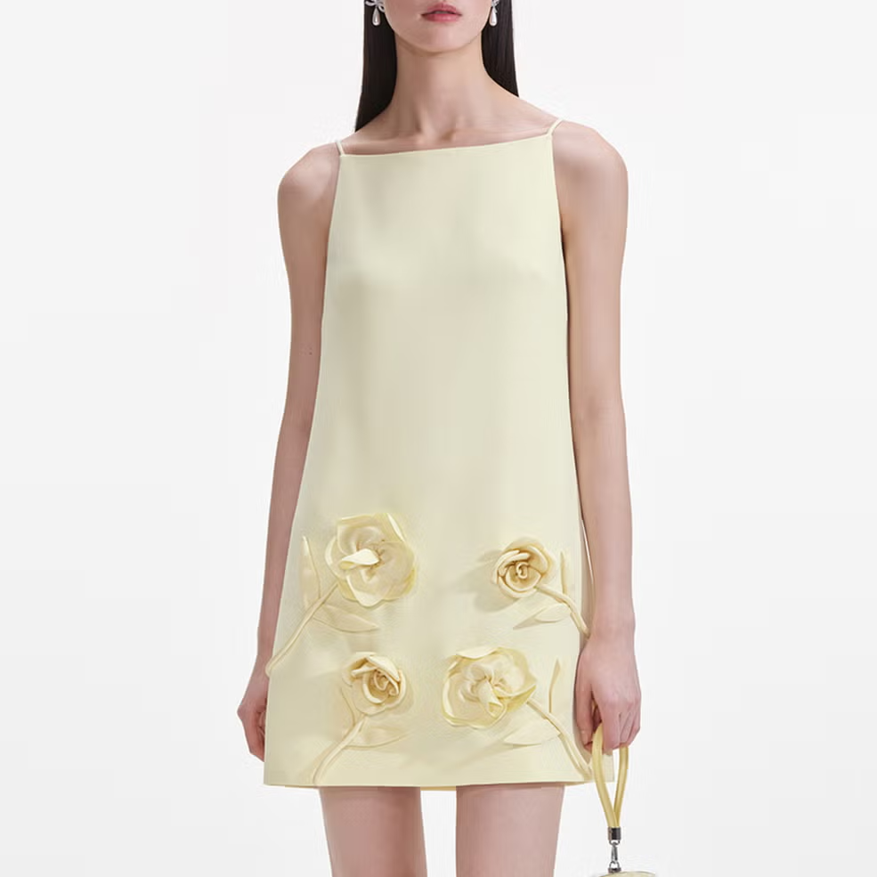 Self-Portrait Floral-Appliqué 连衣裙