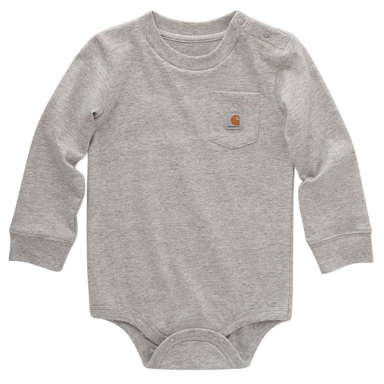 【含税直邮】Carhartt 中性款婴儿长袖口袋连体衣, 杂灰色, 18 个月