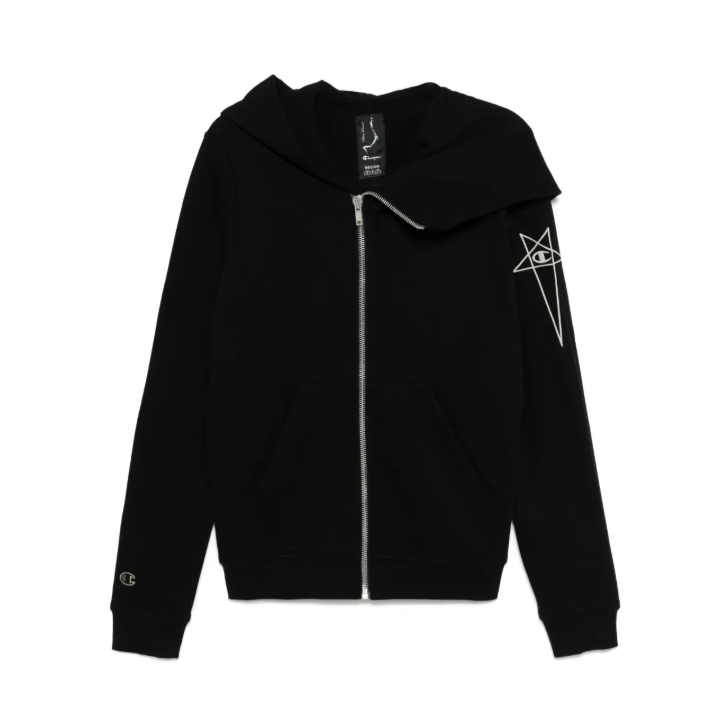 RICK OWENS X CHAMPION 合作款黑色连帽外套