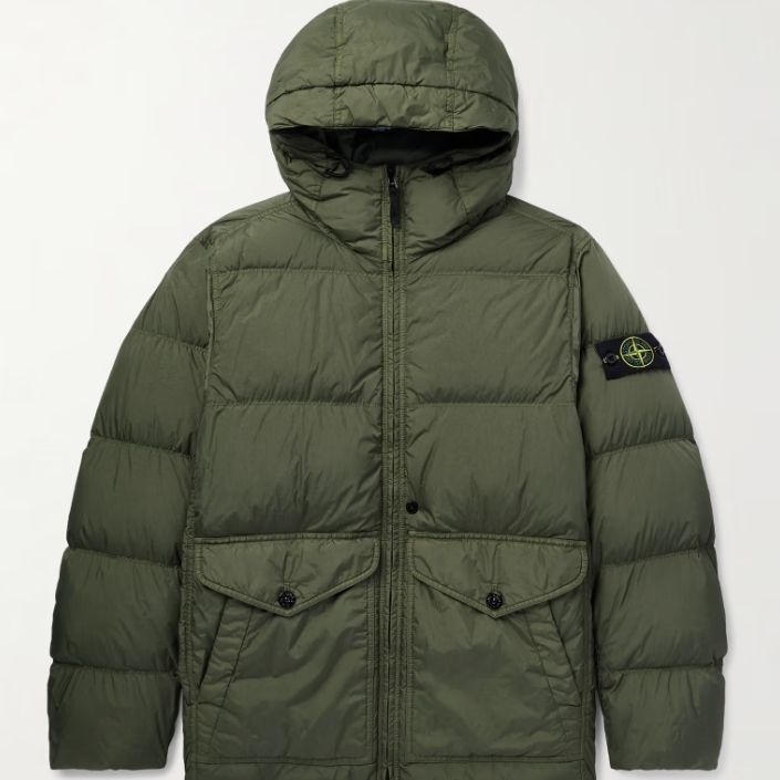 STONE ISLAND 石头岛绿色经典徽标羽绒服