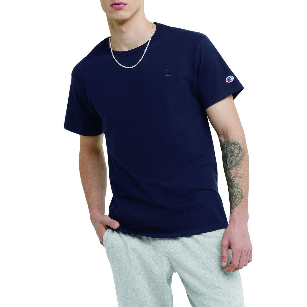 【含税直邮】Champion 时尚T恤 圆领 短袖 经典版型 Navy 尺码XX-Large