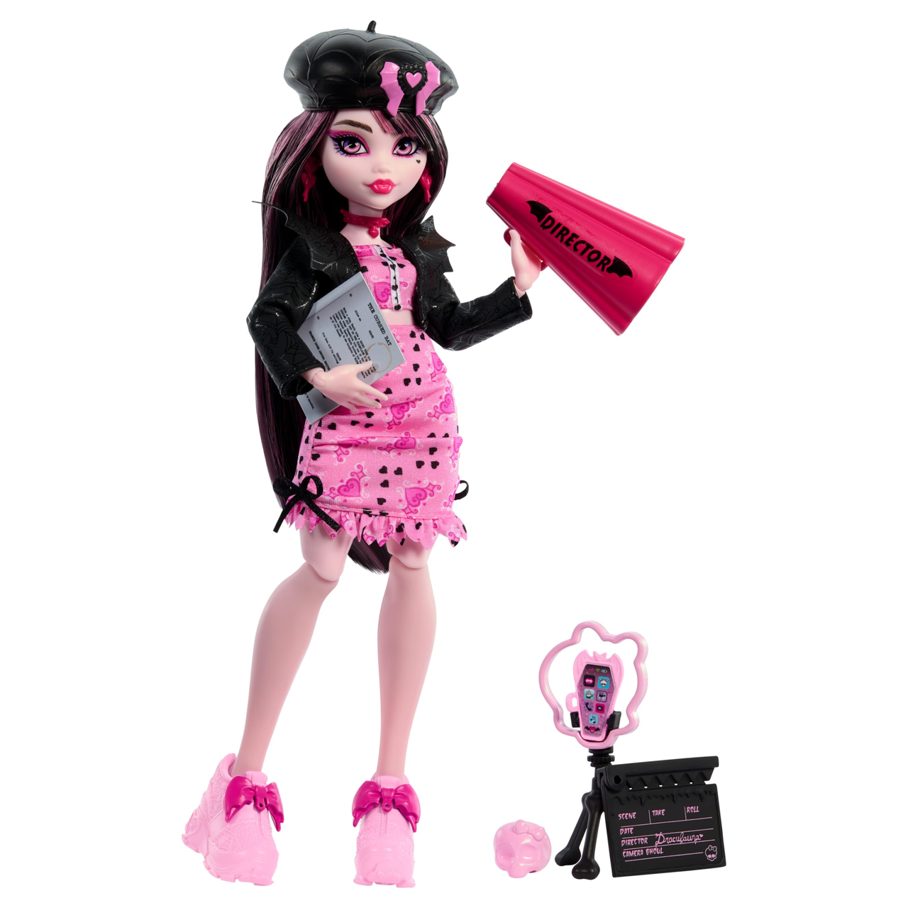 【含税直邮】Monster High Fearbook Draculaura HXW30 电影俱乐部主题娃娃和配饰套装