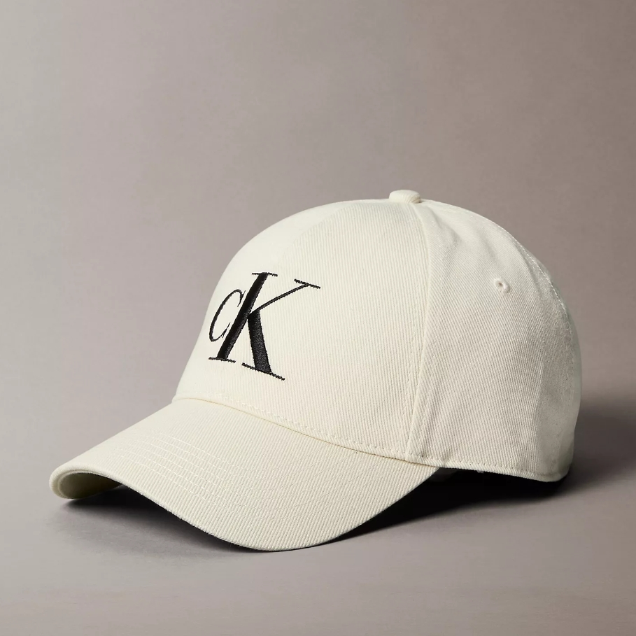 Calvin Klein 白色斜纹刺绣字母徽标帽
