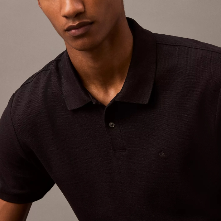 Calvin Klein 黑色网眼POLO衫