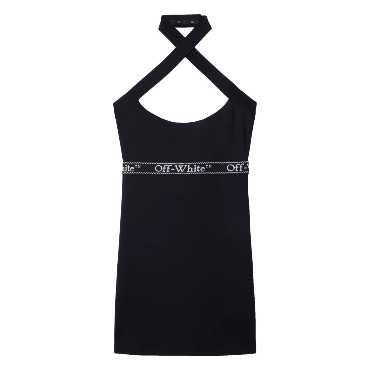 Off-White logo腰边交叉袢带迷你连衣裙