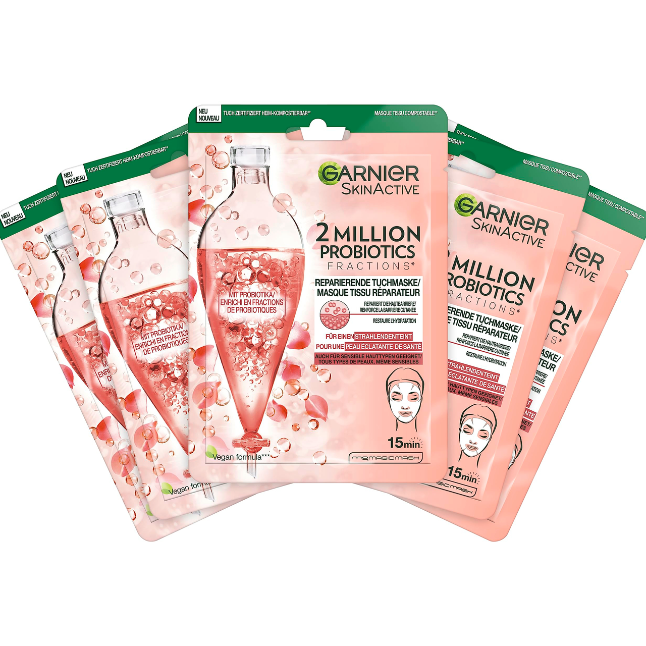 【含税直邮】GARNIER SkinActive 5 片装 200 万益生菌修护面膜