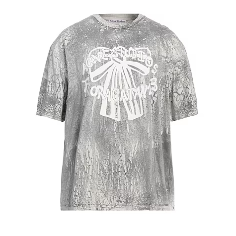 ACNE STUDIOS 灰色蝴蝶结印花T恤