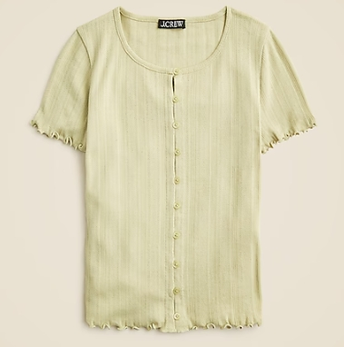 J.CREW 荷叶边短袖针织开衫