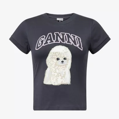 新品！Ganni 贵宾犬印花T恤