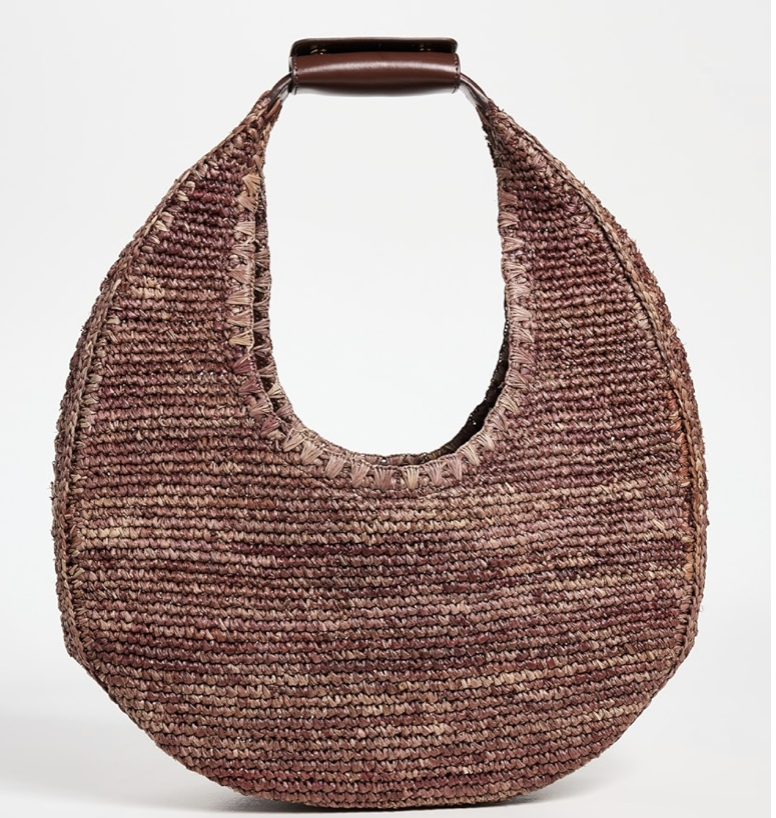 STAUD Raffia 大号草编半月包