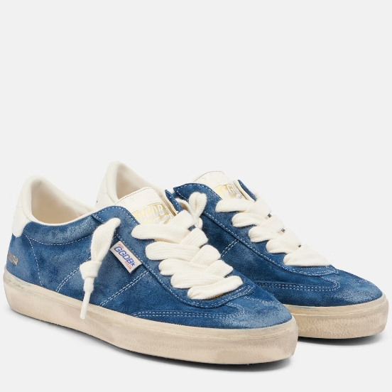 上新！GOLDEN GOOSE Soul Star 蓝色绒面运动鞋