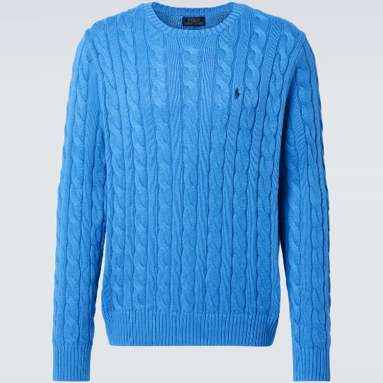 POLO RALPH LAUREN 拉夫劳伦蓝色针织绞花毛衣