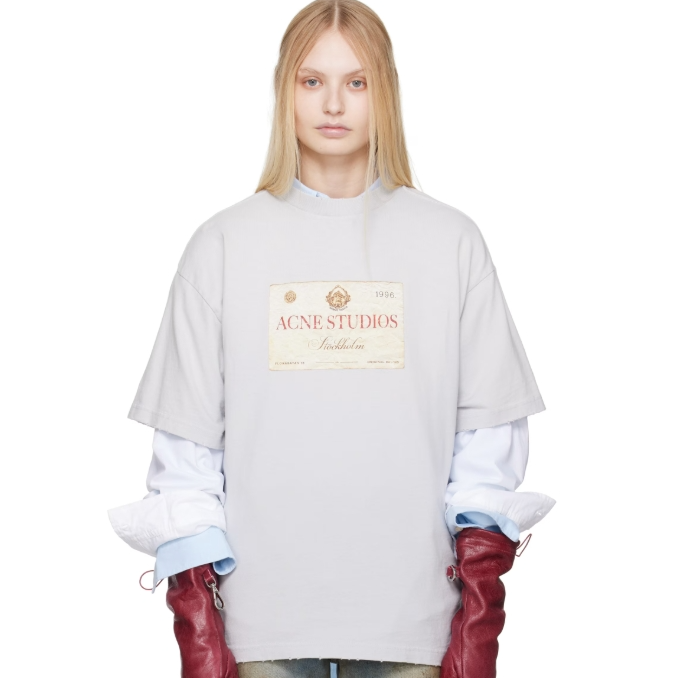 李宇春同款！Acne Studios  Gray Layered 印花T恤