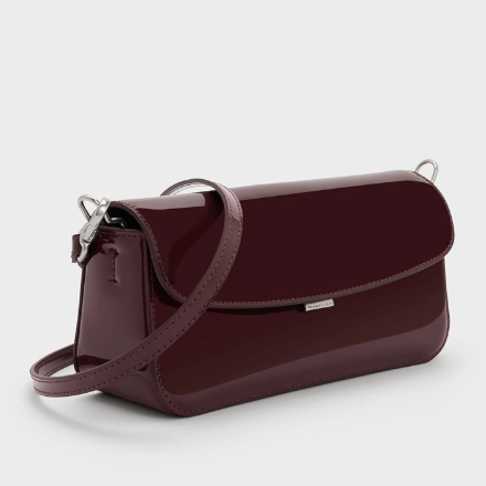 Charles & Keith 漆皮链条手柄单肩包