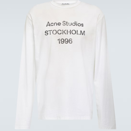 ACNE STUDIOS 1996经典徽标印花白色T恤