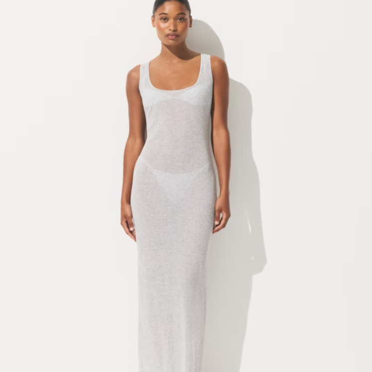 SKIMS Sheer Cotton Rib Long 灰色连衣裙