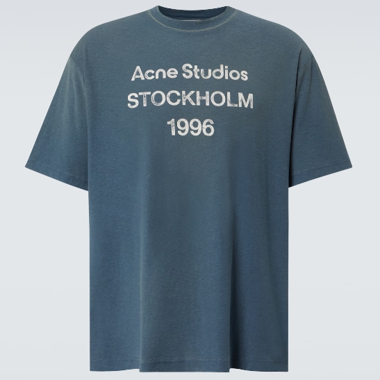 ACNE STUDIOS 1996经典徽标印花蓝色短袖