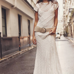 Free People 白色蕾丝及地长裙