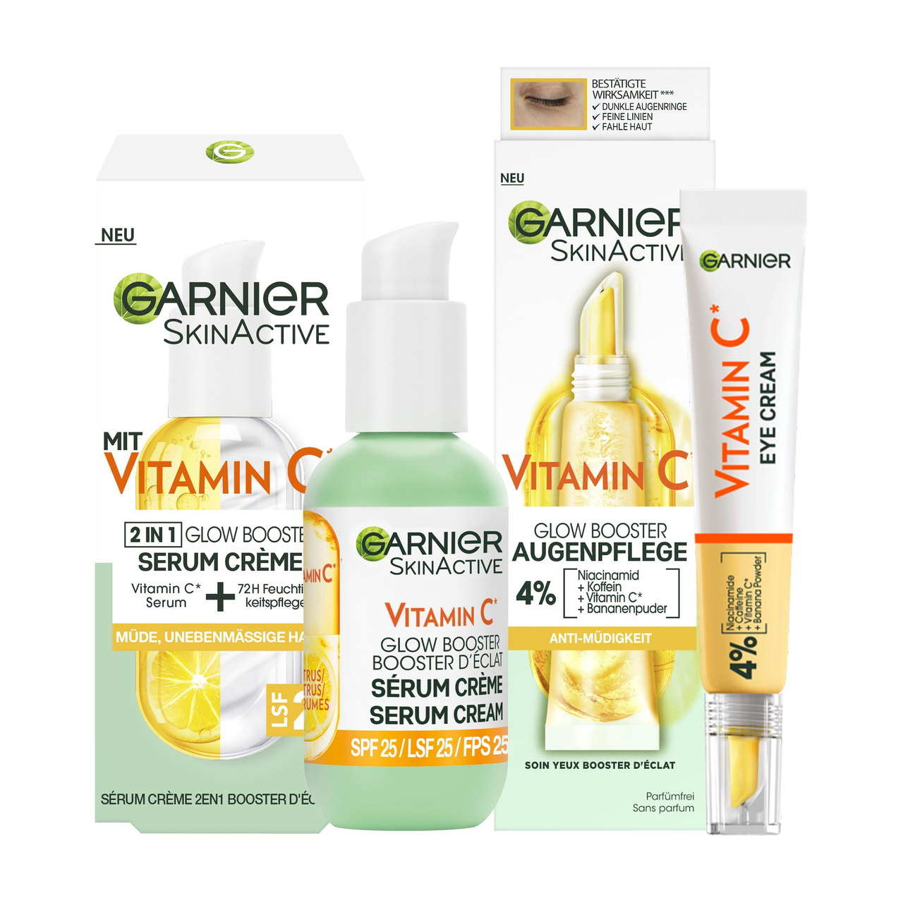【含税直邮】Garnier 卡尼尔 SkinActive 维生素 C Glow Booster 套装 2 件套+眼精华
