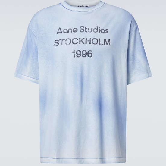 ACNE STUDIOS 1996经典徽标印花蓝色T恤