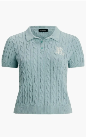 Ralph Lauren 大码 Polo 绞花半袖毛衣