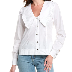 周雨彤同款！Ganni 娃娃领衬衫