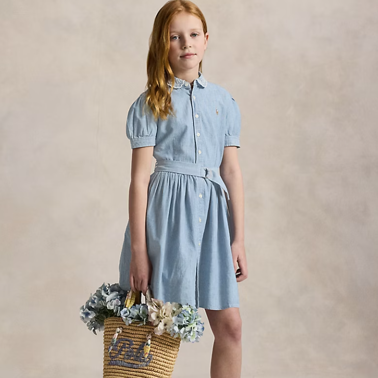 Polo Ralph Lauren 拉夫劳伦 Chambray 大童款束带衬衫裙